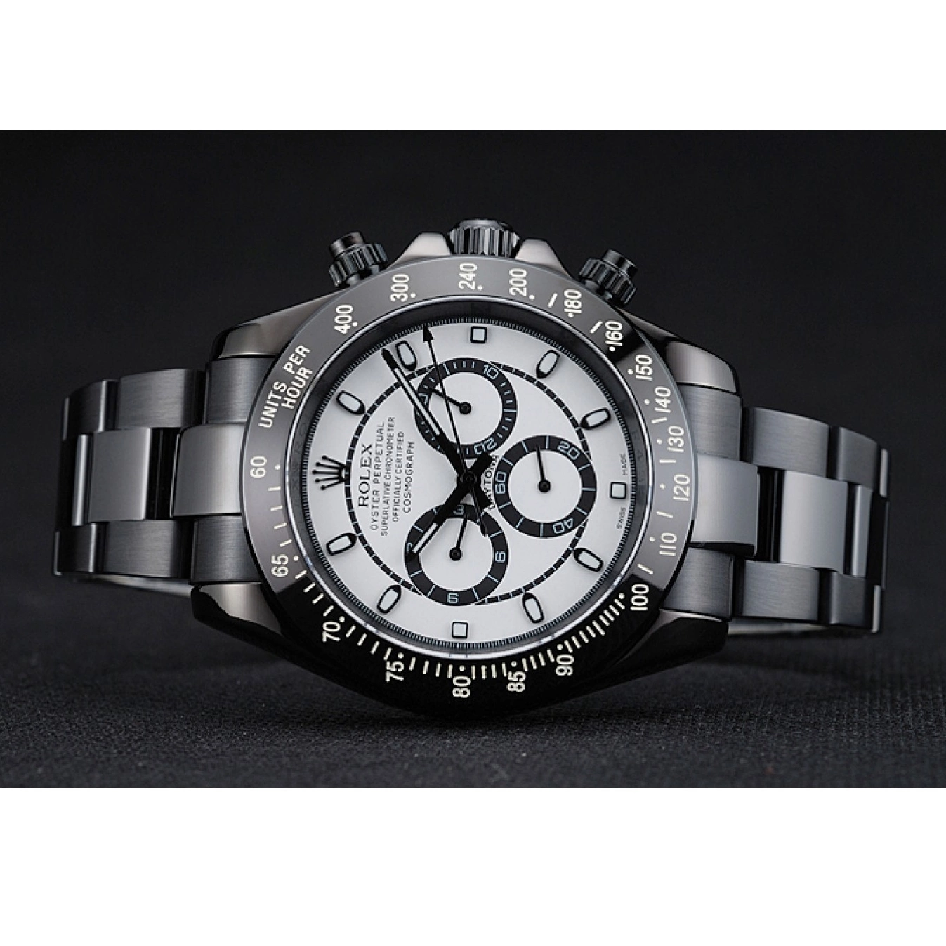 Aaa replica watch Black And Bracelet Dial And Stainless 1454249 Steel Daytona Rolex White Case Cosmograph Black 0802